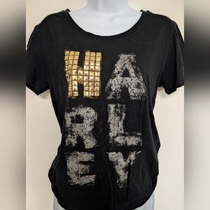 Harley-Davidson Black with Gold Studs T-Shirt